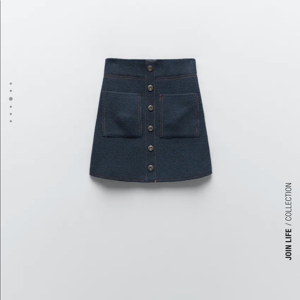 ZARA KNIT MINI SKIRT BLUE WOVEN NWT